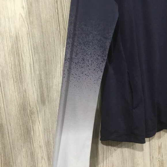 The CALIA Cotton Blue Warm Mock Neck Ombre' Long Sleeve Fitted Fitness Shirt XL - Picture 7 of 9